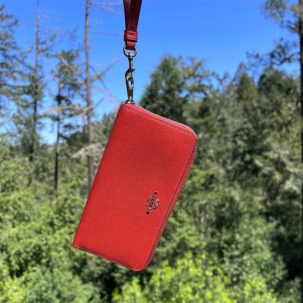 COACH Long Zip-Around Crossgrain Leather Wallet RED with GOLD Hardware AUTHENTIC - Picture 12 of 13